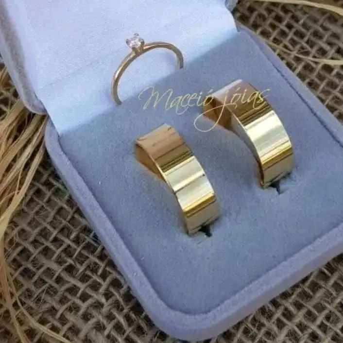  KIT TRIO ALIANÇAS DE NOIVADO E CASAMENTO  - Foto 4