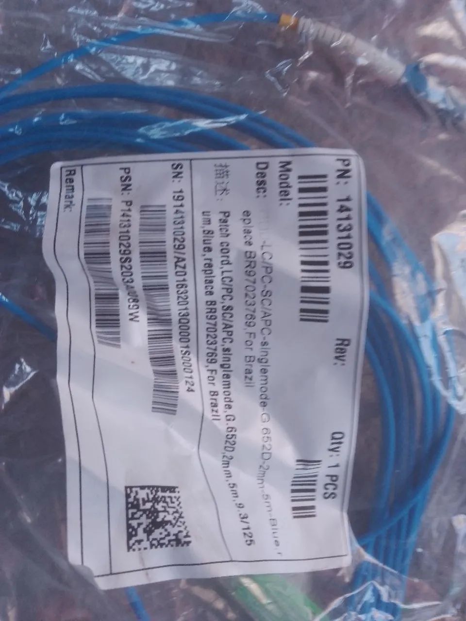 Cabo de fibra óptica LC/PC-SC/APC singlemode G.652D 2mm 5m