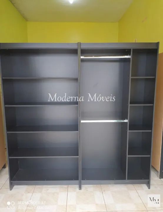 Prateleira + Cabideiro Duplo com Colmeia Lateral - MDF Preto