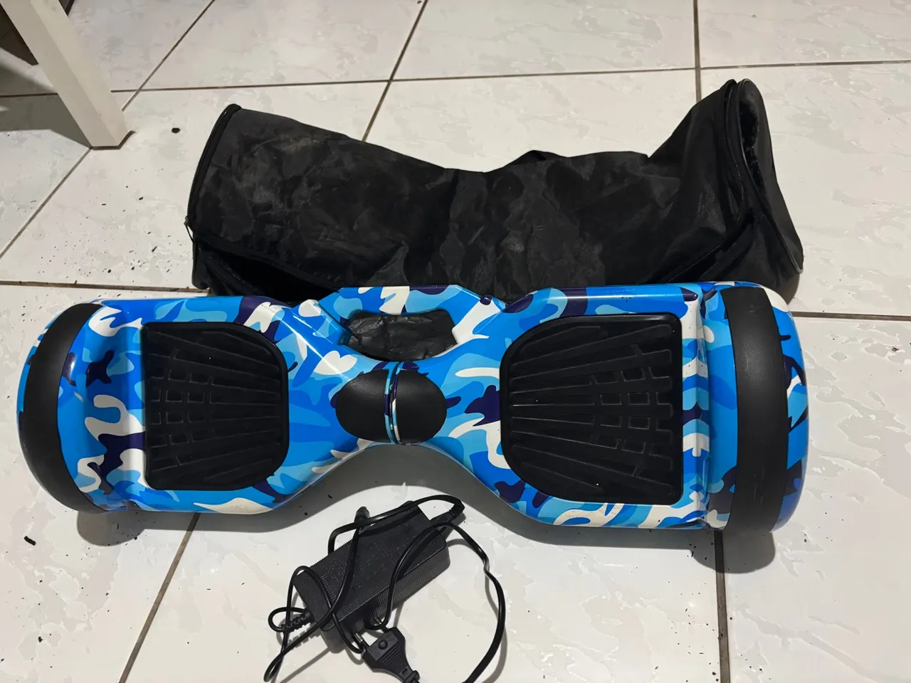 Hoverboard Azul Camuflado com Carregador e Bolsa