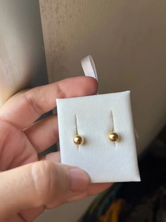 Brincos de Ouro 18k - Bolinha - Foto 4