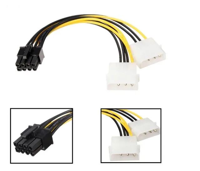 Cabo Adaptador Conversor 2x Molex P/ 8 Pinos Vga Pci-e - Foto 2