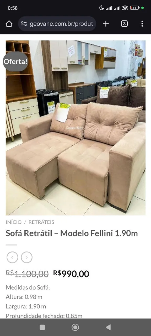 Sofá Retrátil Fellini 1.90m - Promoção!