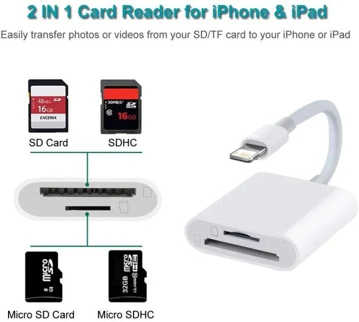 Adaptador leitor cartao Sd Micro Sd para iphone conector lighting - Foto 3