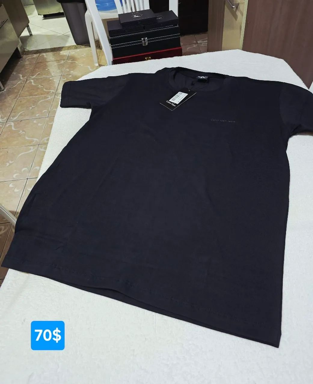 Camisa Grife peruana elastano da Calvin Klein P 
