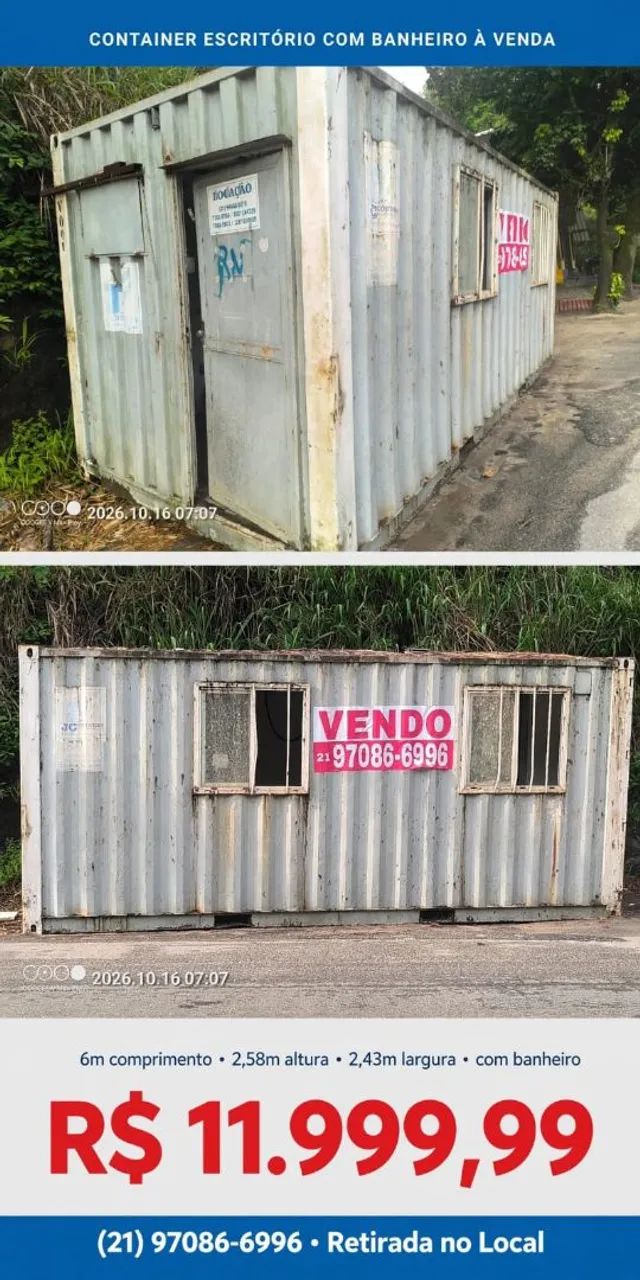 Contêiner 20 pés escritório  com banheiro inteiro 