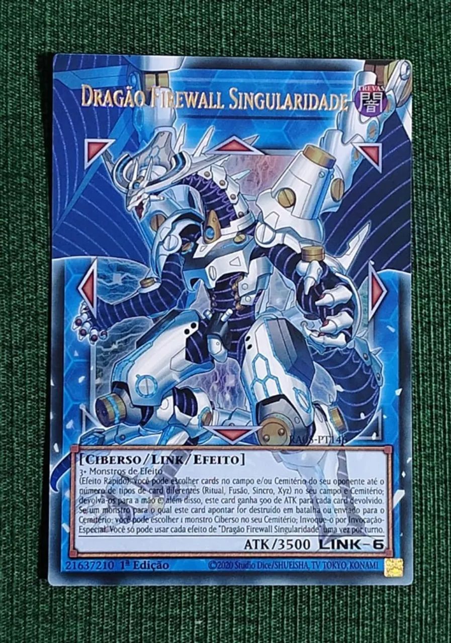 Carta Yugioh Dragão Firewall Singularidade Full Art - Foto 2
