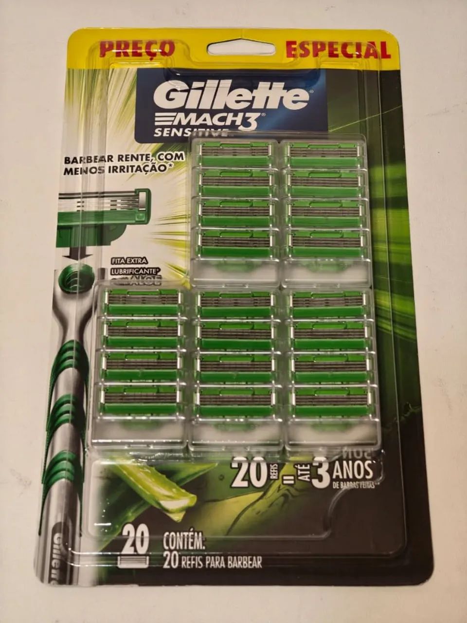 Kit 20 Refis Gillette Mach 3 Sensitive Original Lacrado 