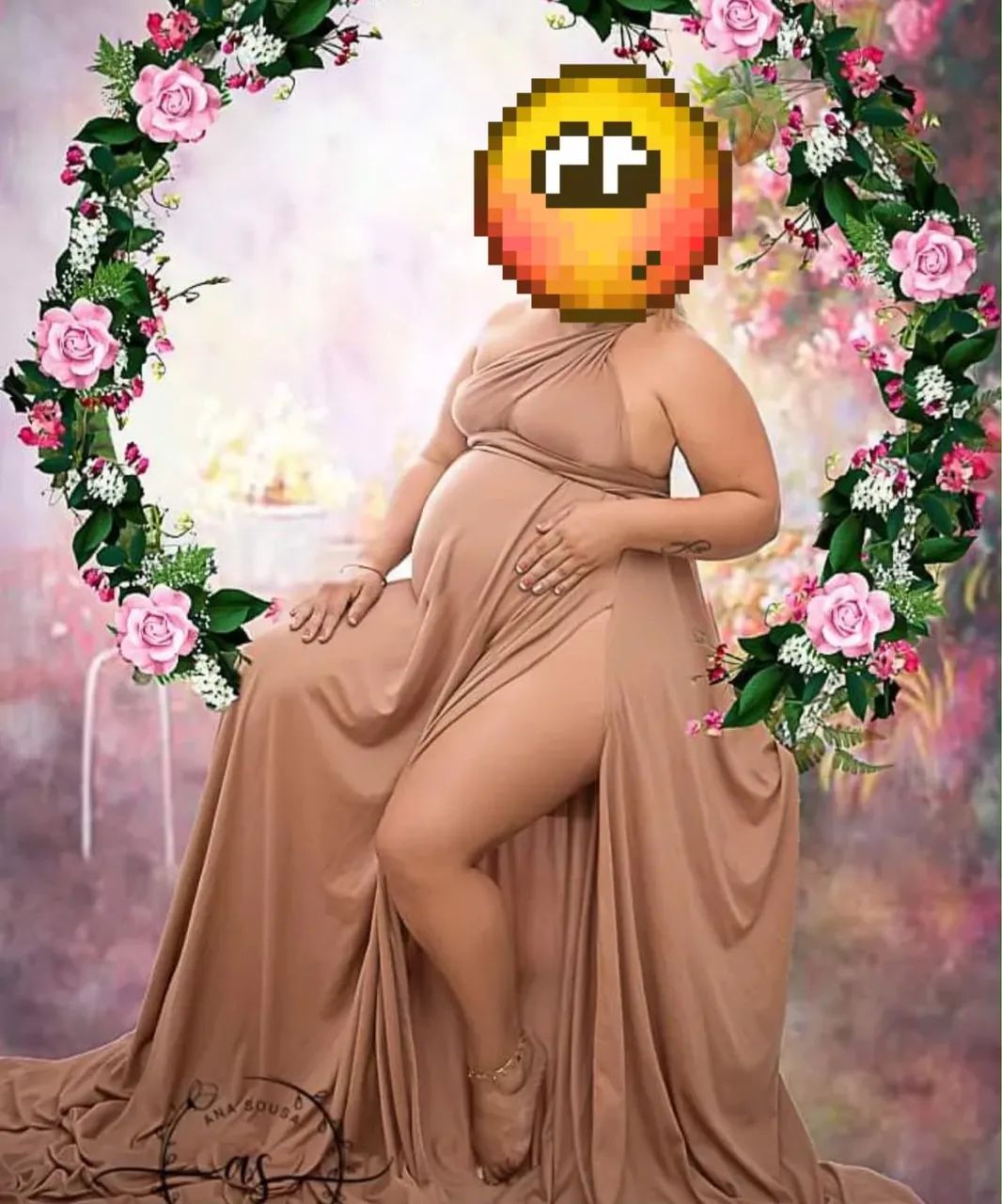 vestido gestante amarrações bege - Foto 2