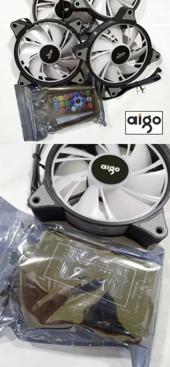 5x Cooler Fan Aigo AR12 ARGB com Controladora - Ventoinha Gamer A-RGB - Foto 5