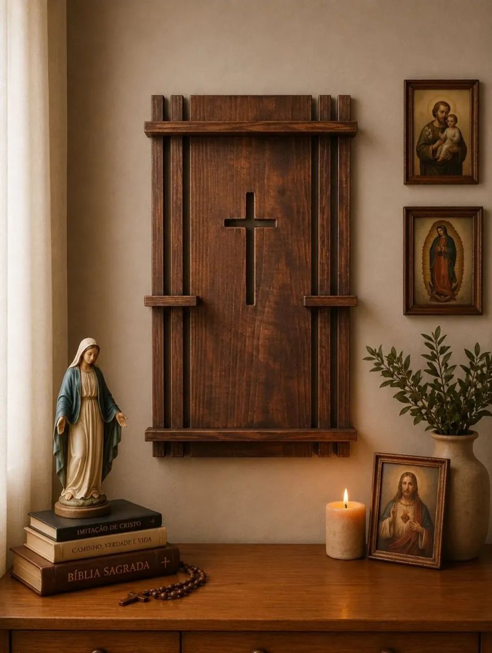 Oratório de Parede| Altar Católico Decorativo | Cantinho de Oração