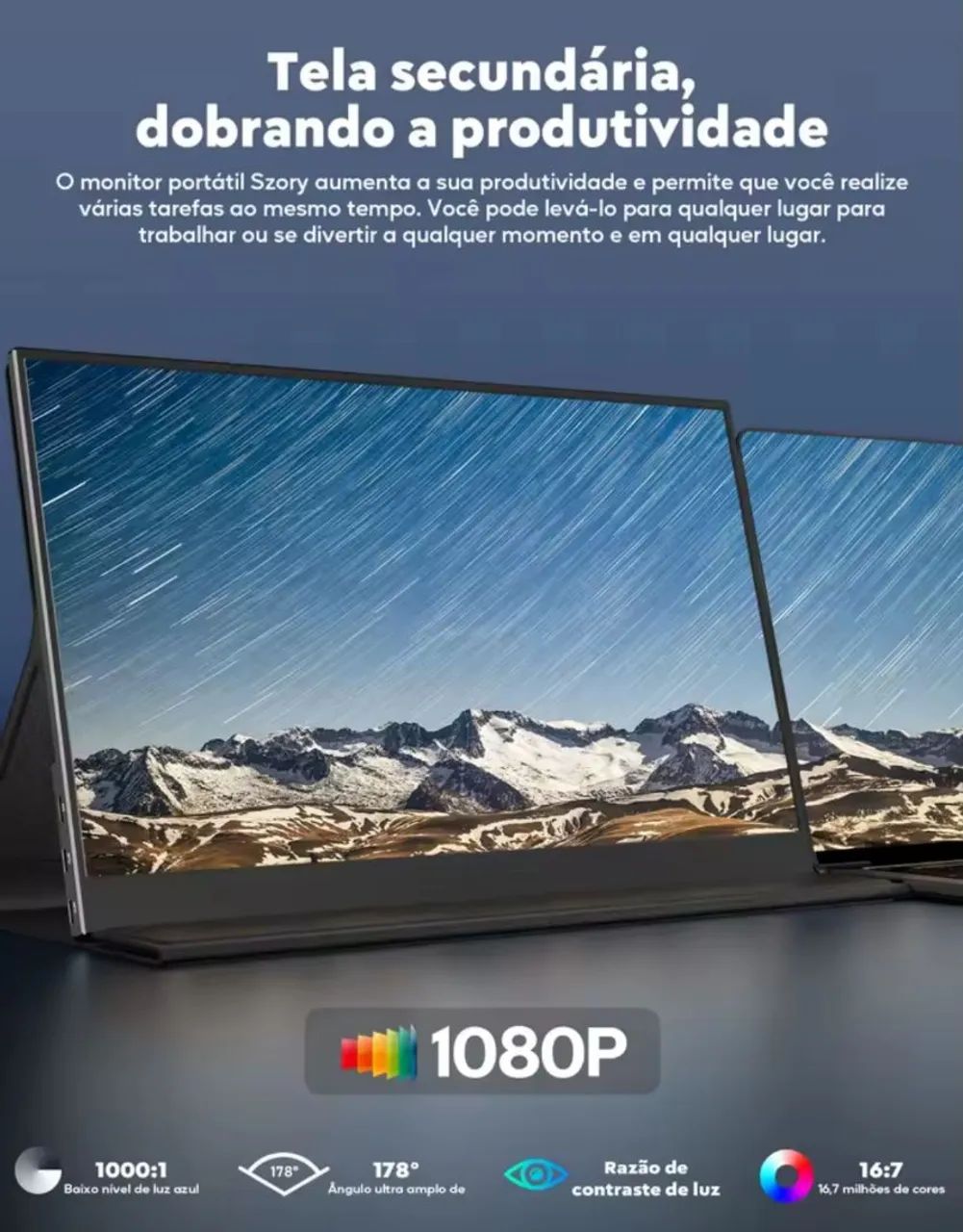 Monitor portátil 15.6' IPS com USB C OTG e HDMI  - Foto 3