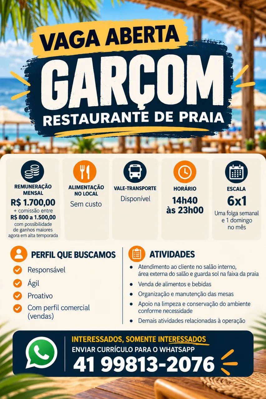 Vaga aberta Garçom 