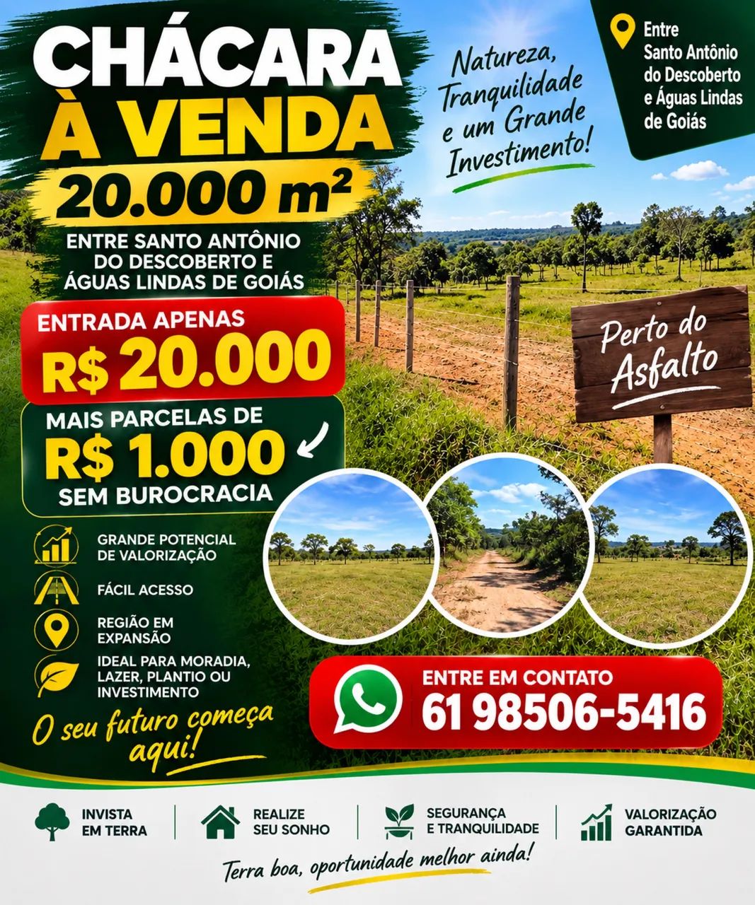 ? OPORTUNIDADE IMPERDÍVEL! CHÁCARA DE 20.000 M