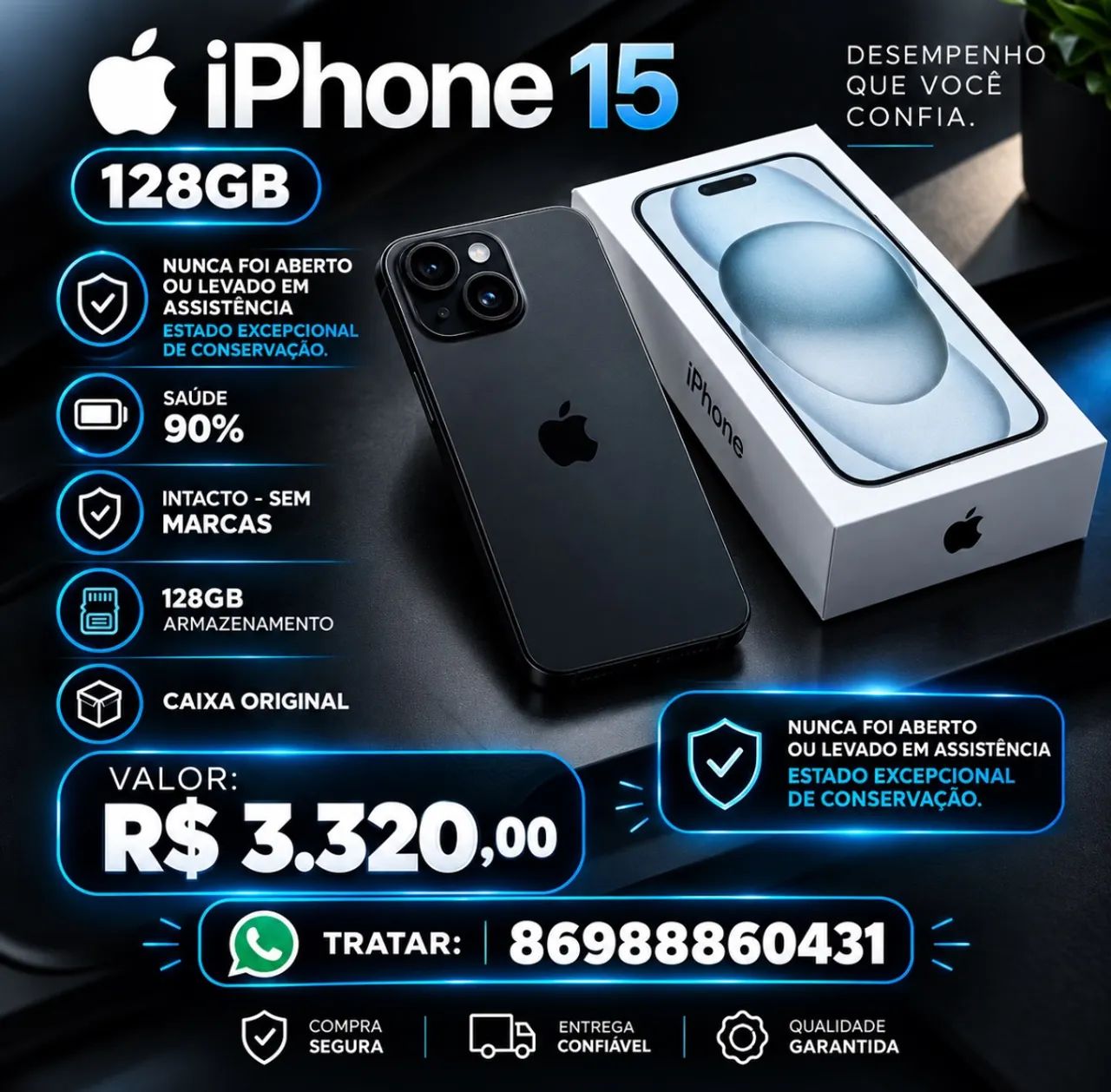 iPhone 15 128gb estado de zero 3.320,00