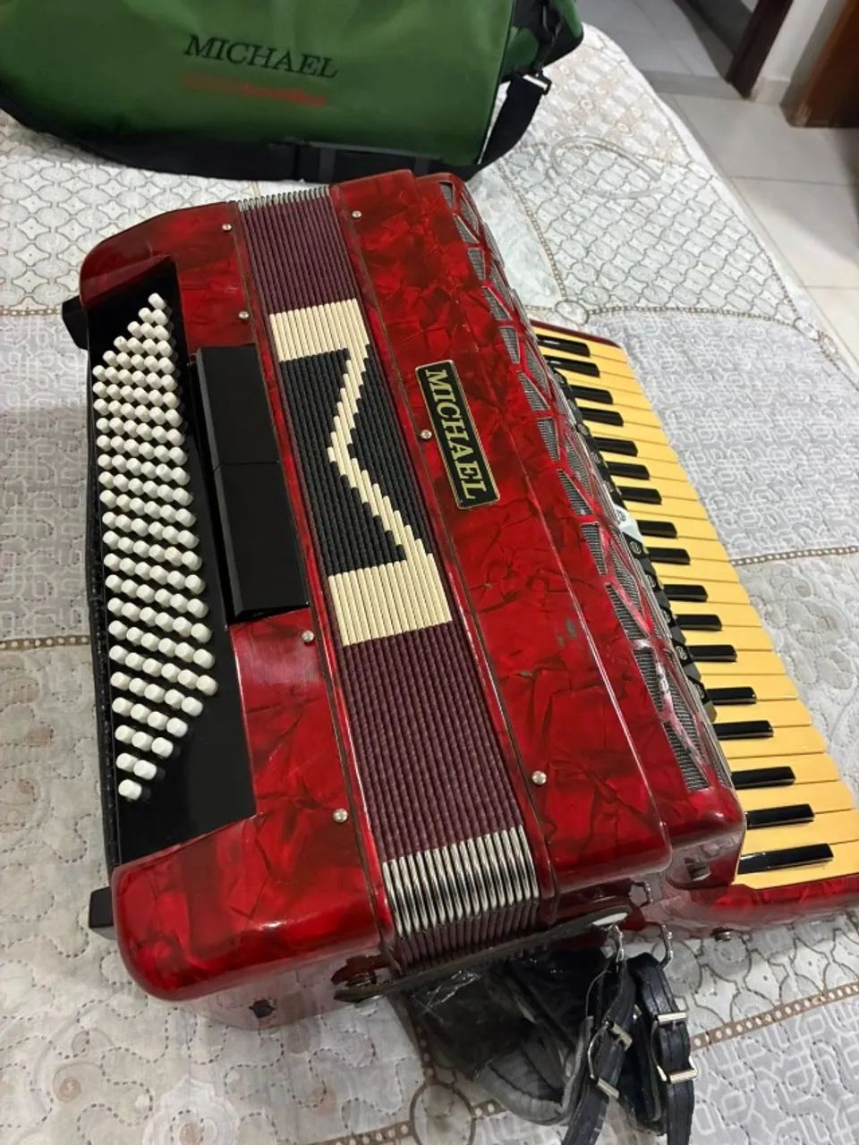 Sanfona Michale 120 baixos + case + bag - Foto 3
