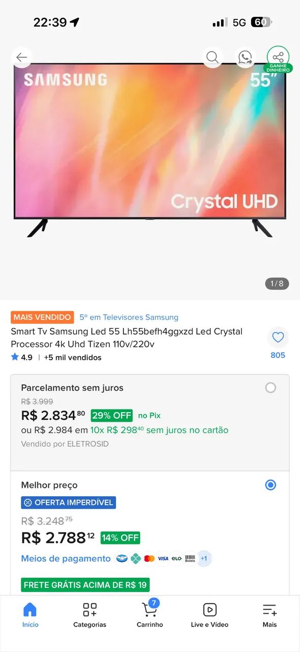 Tv smart Samsung crystal 55 - Foto 4