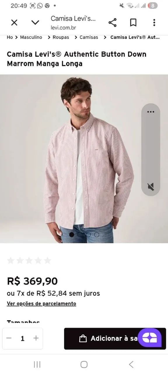 Camisa Levi's® Authentic Button Down Marrom Manga Longa - Foto 4