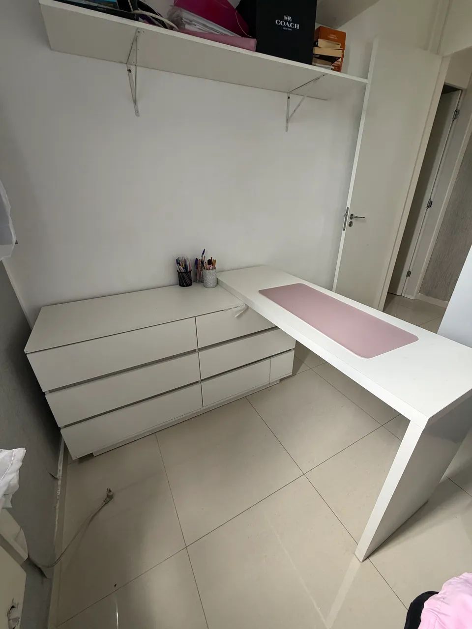 Comoda e escrivaninha em L - Branca