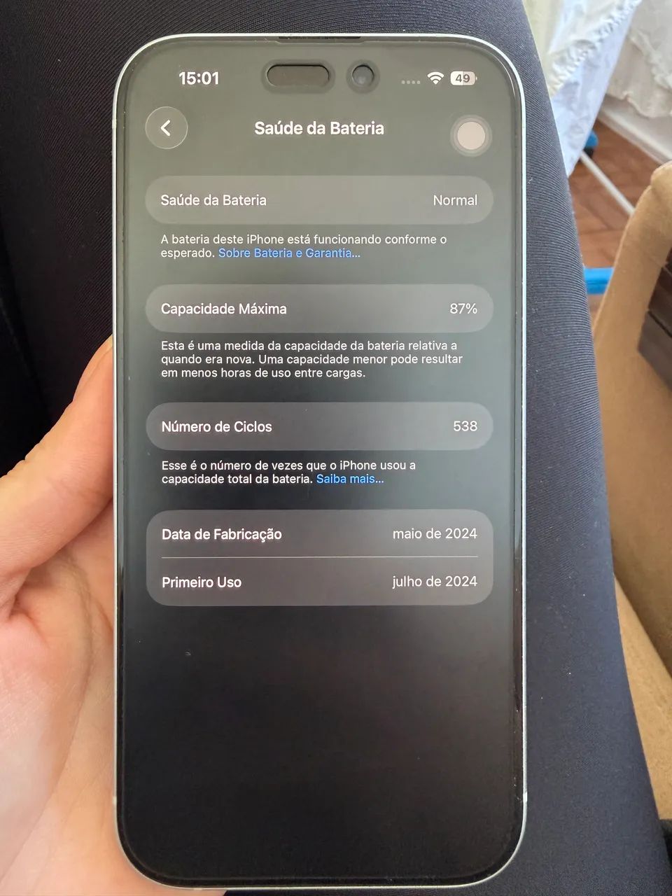 Vendo iPhone 15 256Gb Azul - Com acessórios - Foto 3