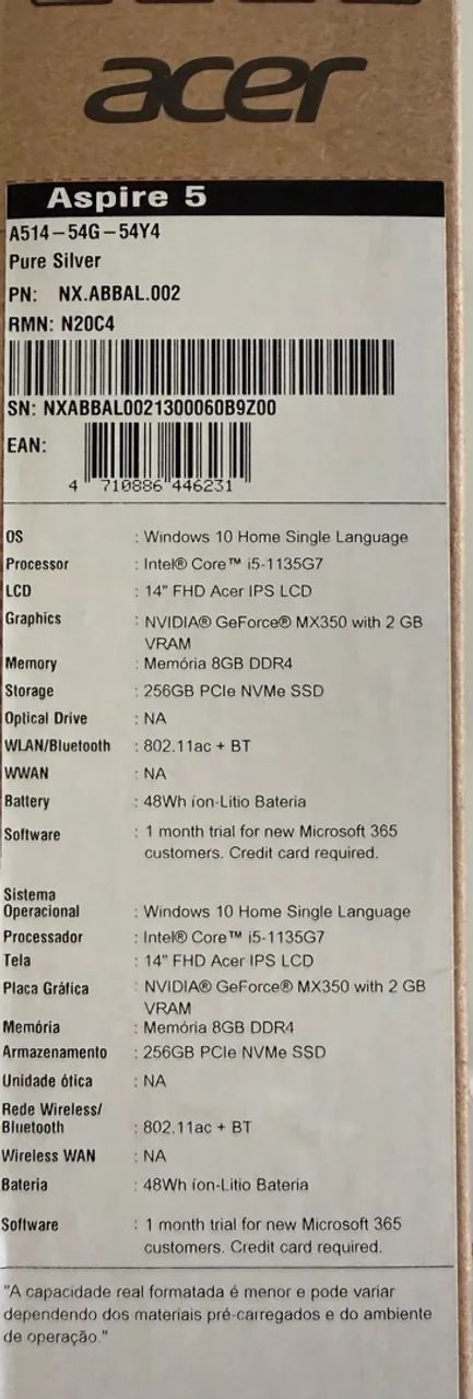 Notebook Acer Aspire 5  - Foto 4