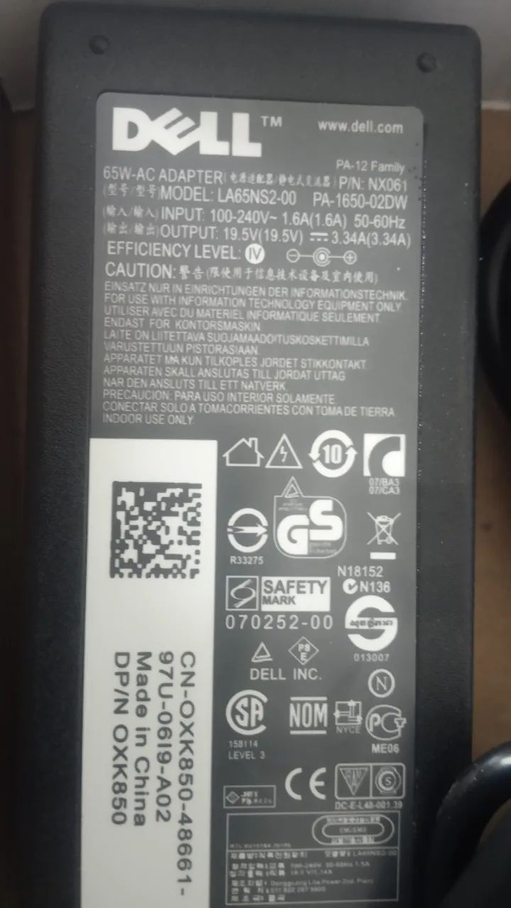 Fonte Notebook Dell Original Nova 65w (Retirar no local) - Foto 2