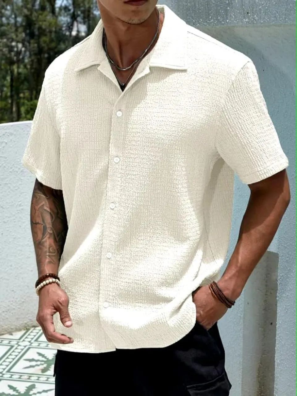 Camisas texturizadas Botão! Top  - Foto 2