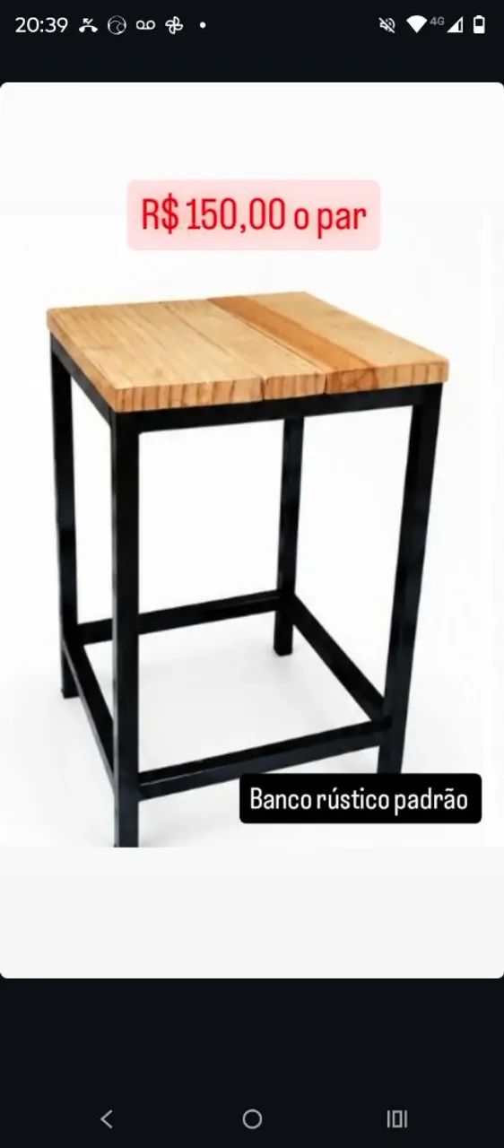 Banco padrão rústico (valor do par)