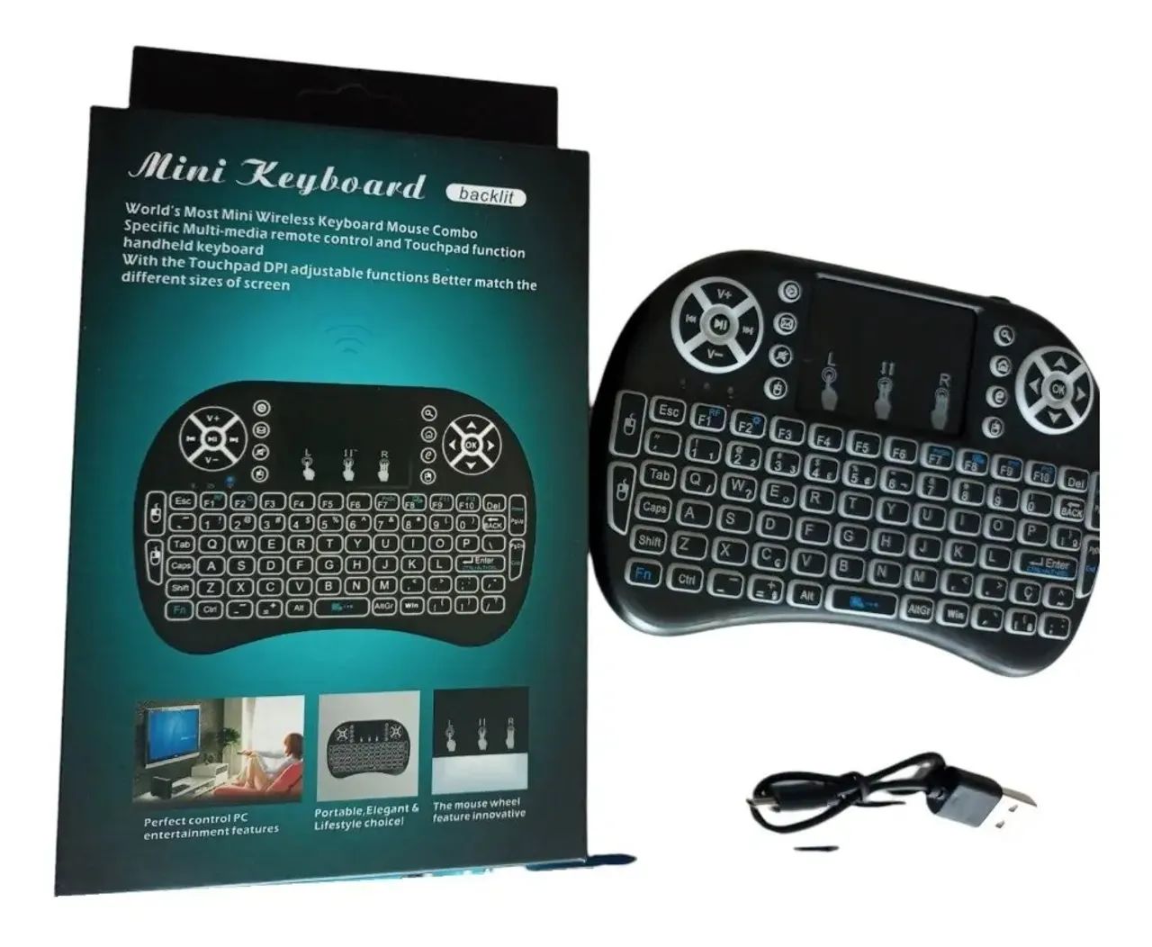 Mini Teclado Wireless Mini Keyboard Usb Sem fio com Touch Pad