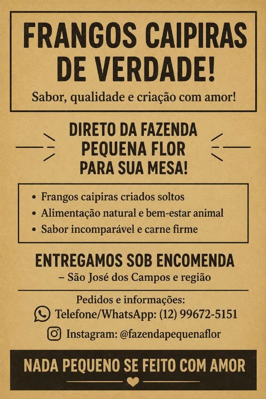 Frango caipira 40,00/kg