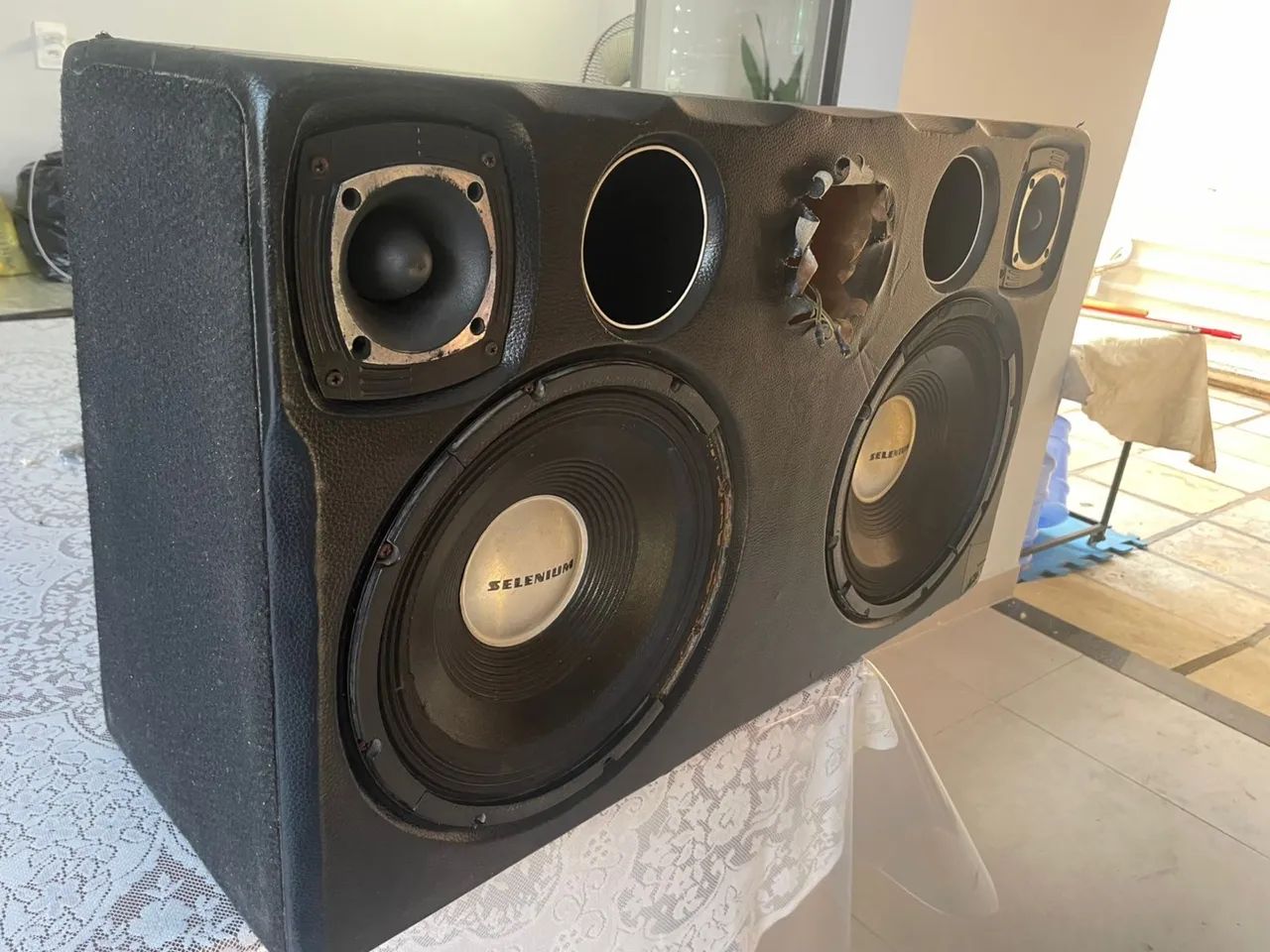 Caixa de Som Trio Selenium 2x12 + Cornetas + módulo - Foto 2