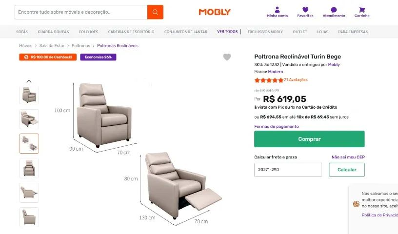 Poltrona de amamentação reclinável - Foto 2