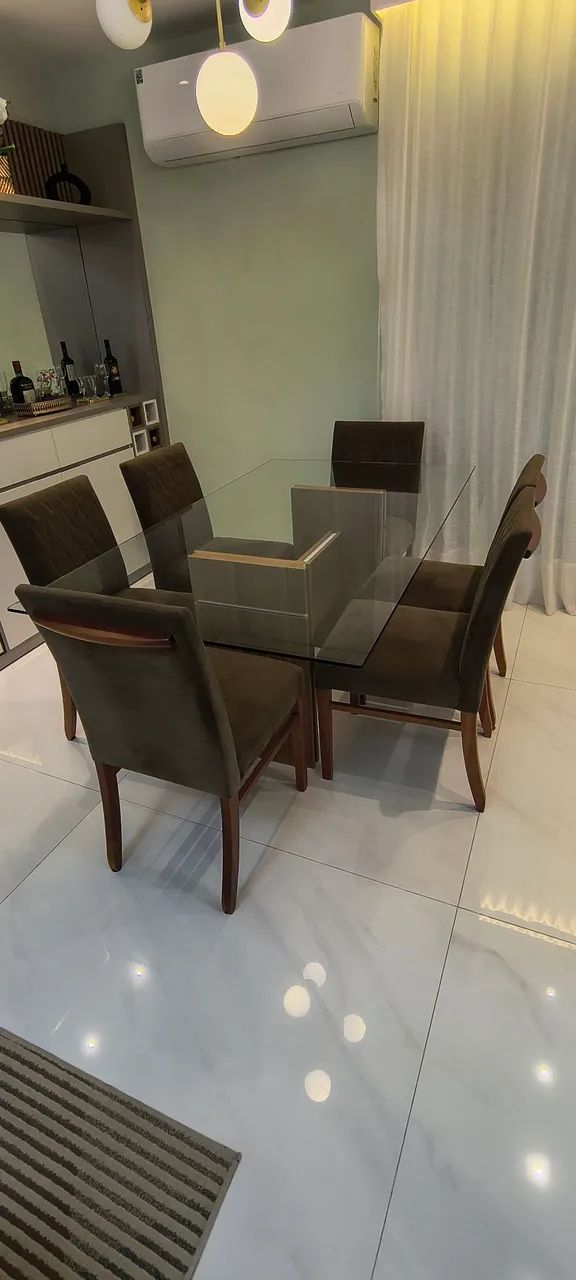Mesa de jantar em vidro com 6 cadeiras - Foto 5