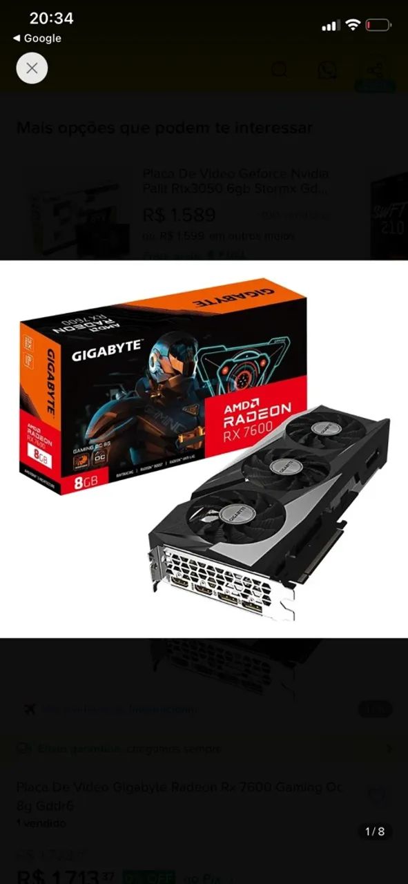 Rx 7600 triplo fan gigabyte  - Foto 3