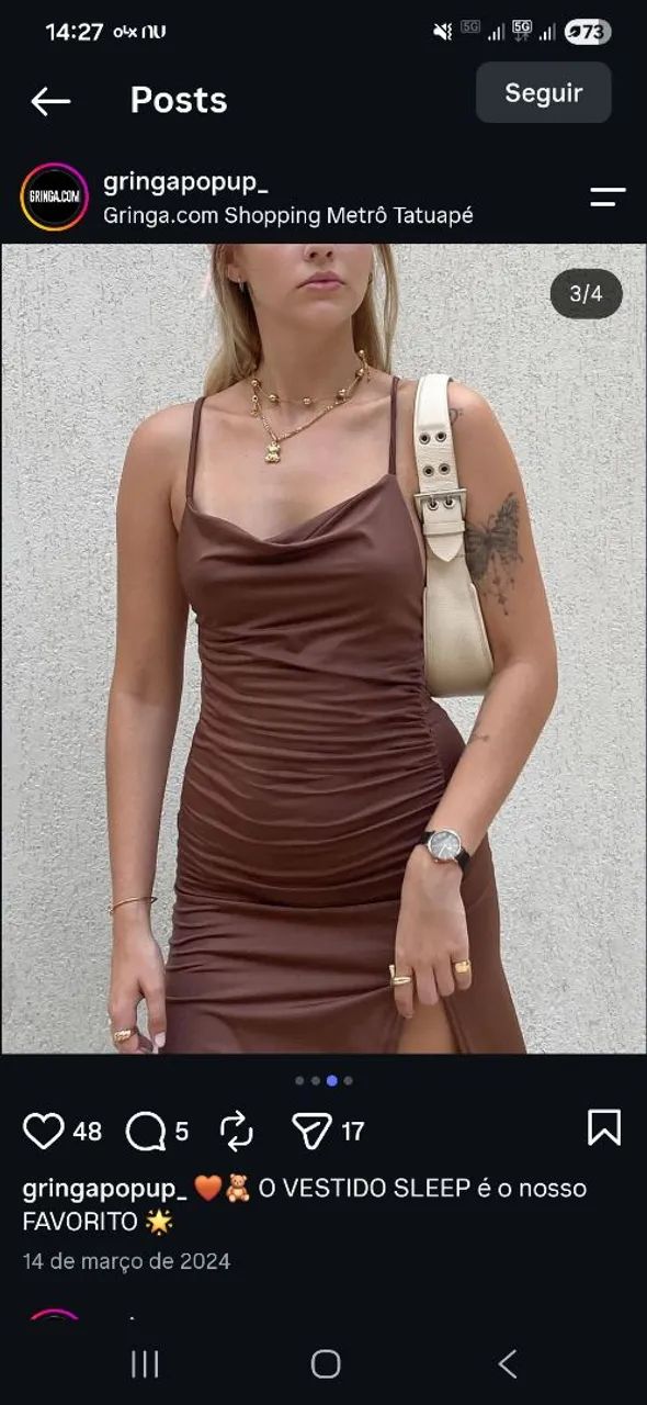 Vestido marrom marca Gringa.com tam.P - Foto 2