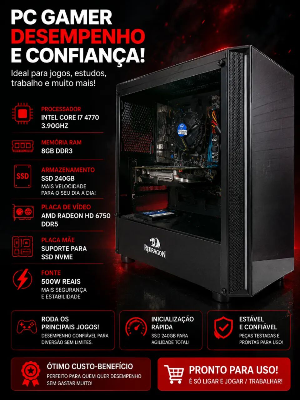 PC GAMER I7 3.90GHZ 8GB RAM PLACA DE VIDEO