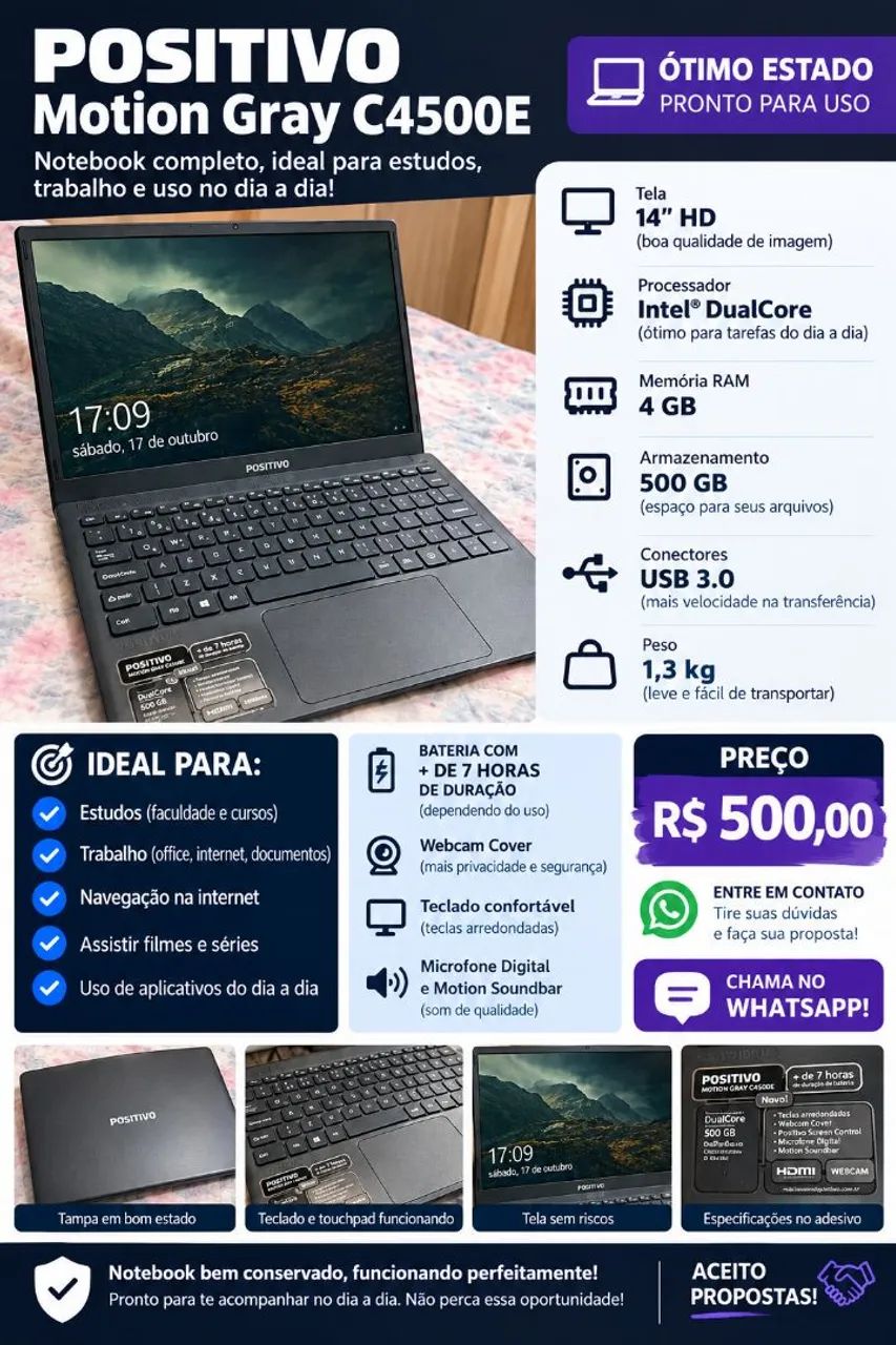 Notebook Positivo Motion Gray C4500E