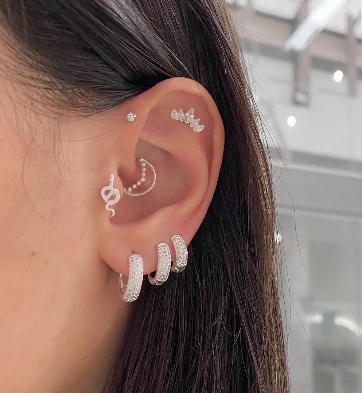 Piercing cluster navete - Prata 925 - Foto 2