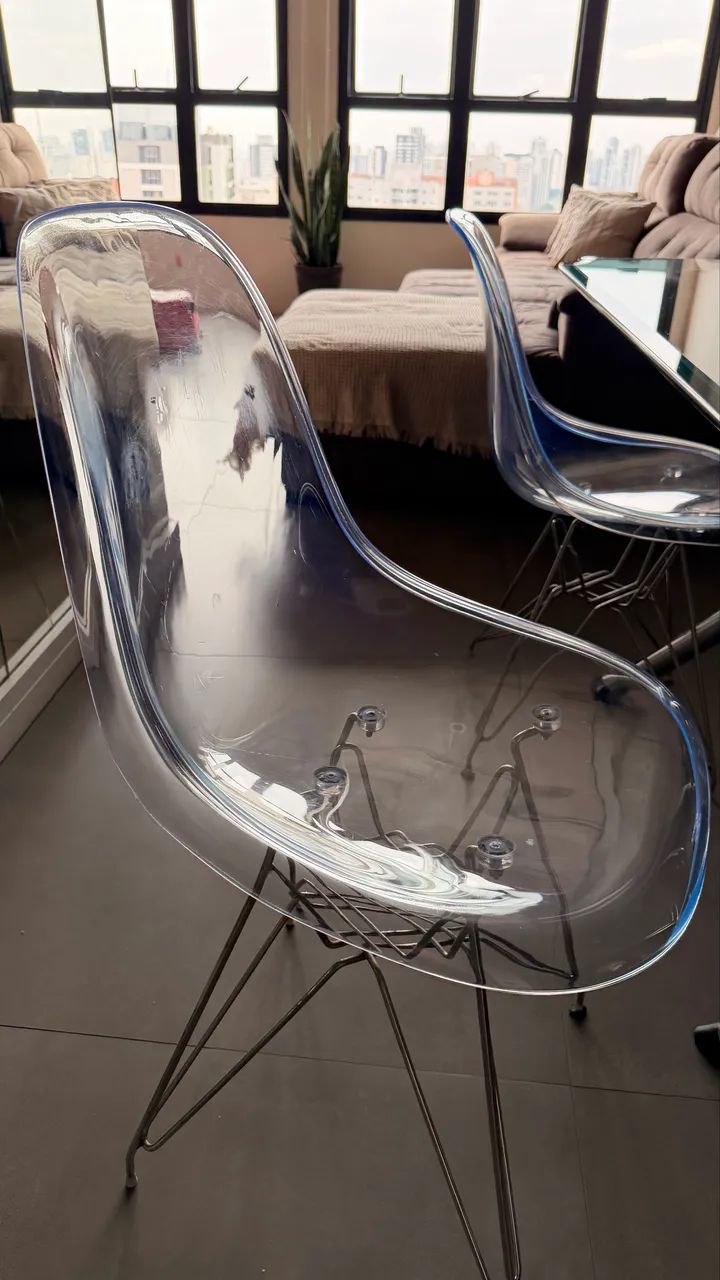 Mesa de Jantar de Vidro 1,60m + 4 Cadeiras Transparentes - Foto 3