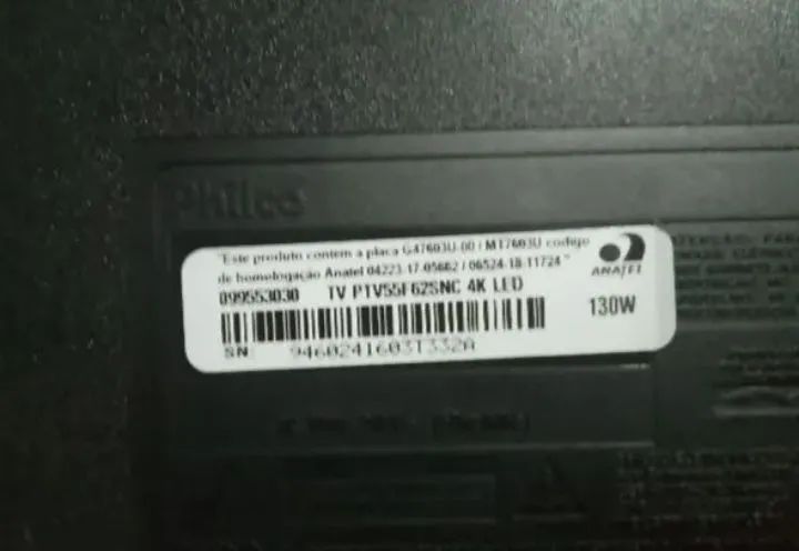 TV Phil co 55 polegadas para conserto ou retirada de observação problema tela