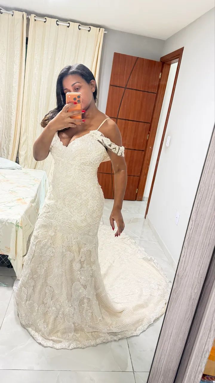 Vestido de noiva de ateliê de alta costura