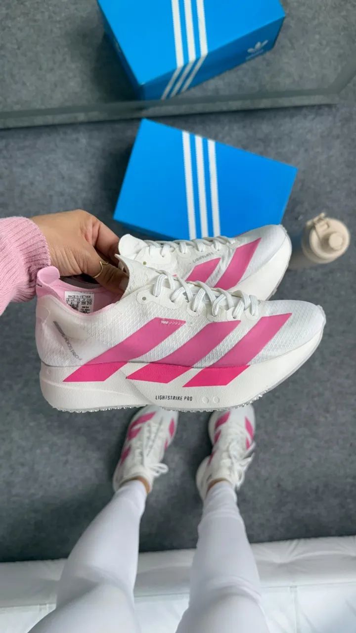 Tênis Adidas Adizero Adios Pro 4 Feminino Importado Cor: Branco/Rosa - Disponível 34 AO 39 - Foto 2