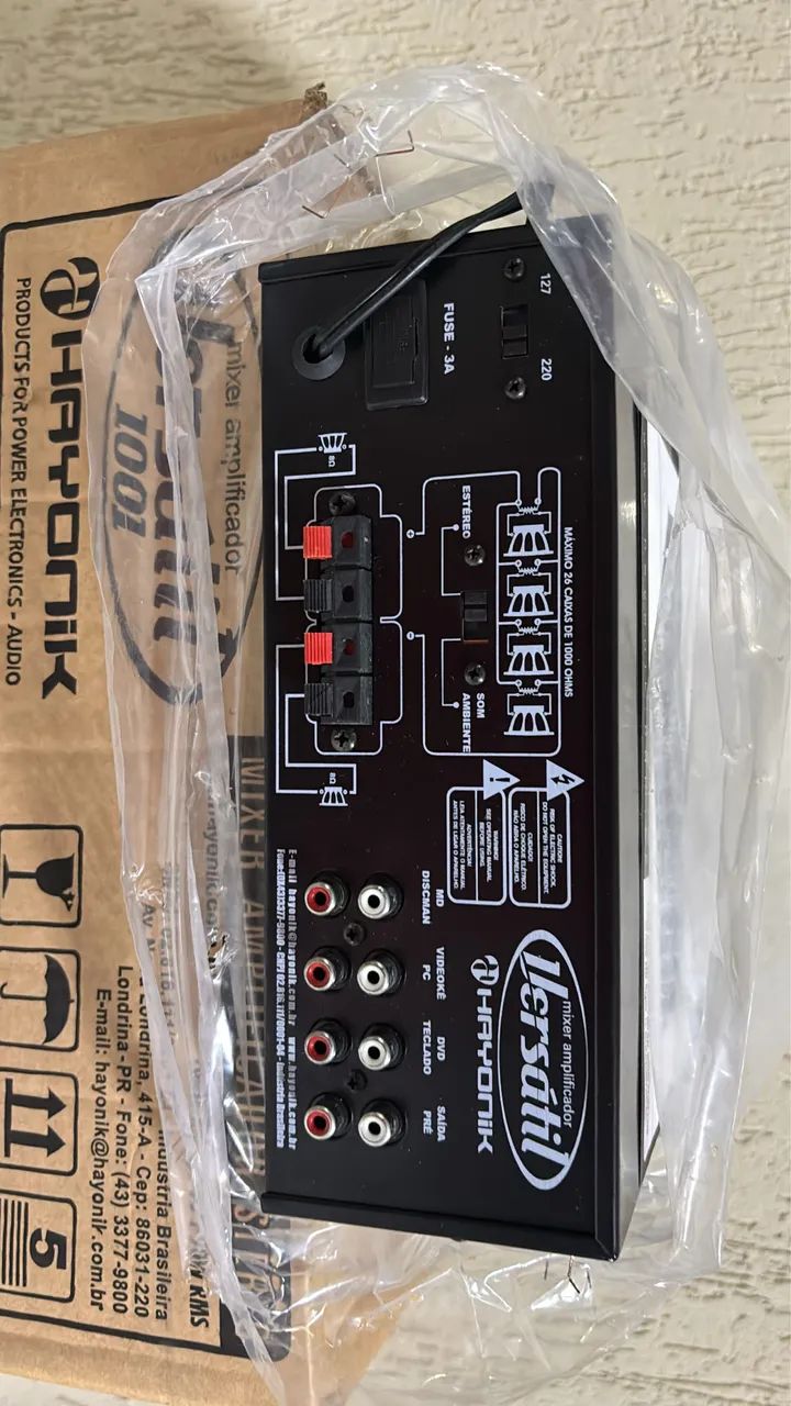 Amplificador 180W 1001 VERSATIL ESTÉREO 70V Preto HAYONIK - Foto 2