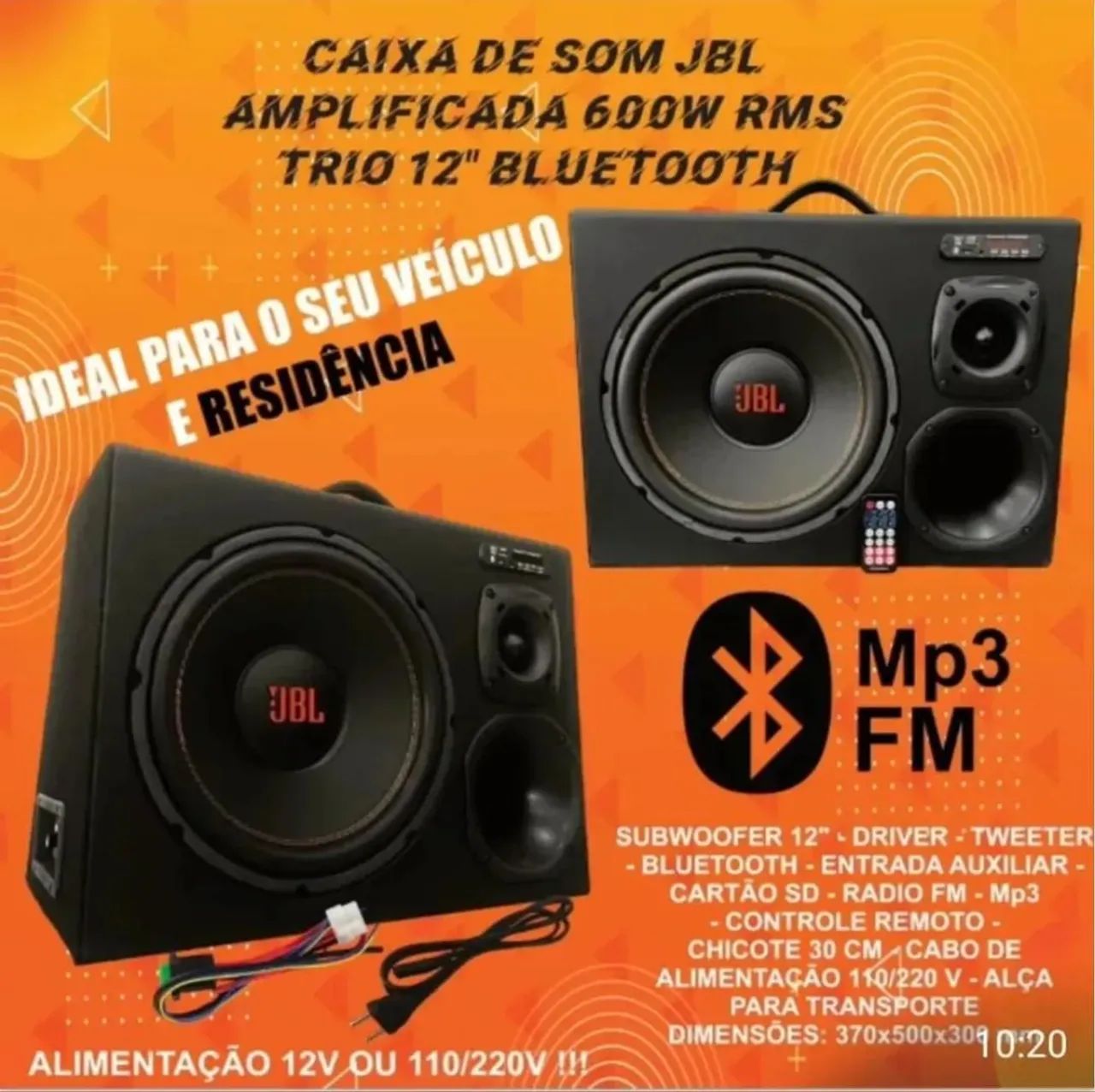 CAIXA TRIO JBL COM BLUETOOTH 