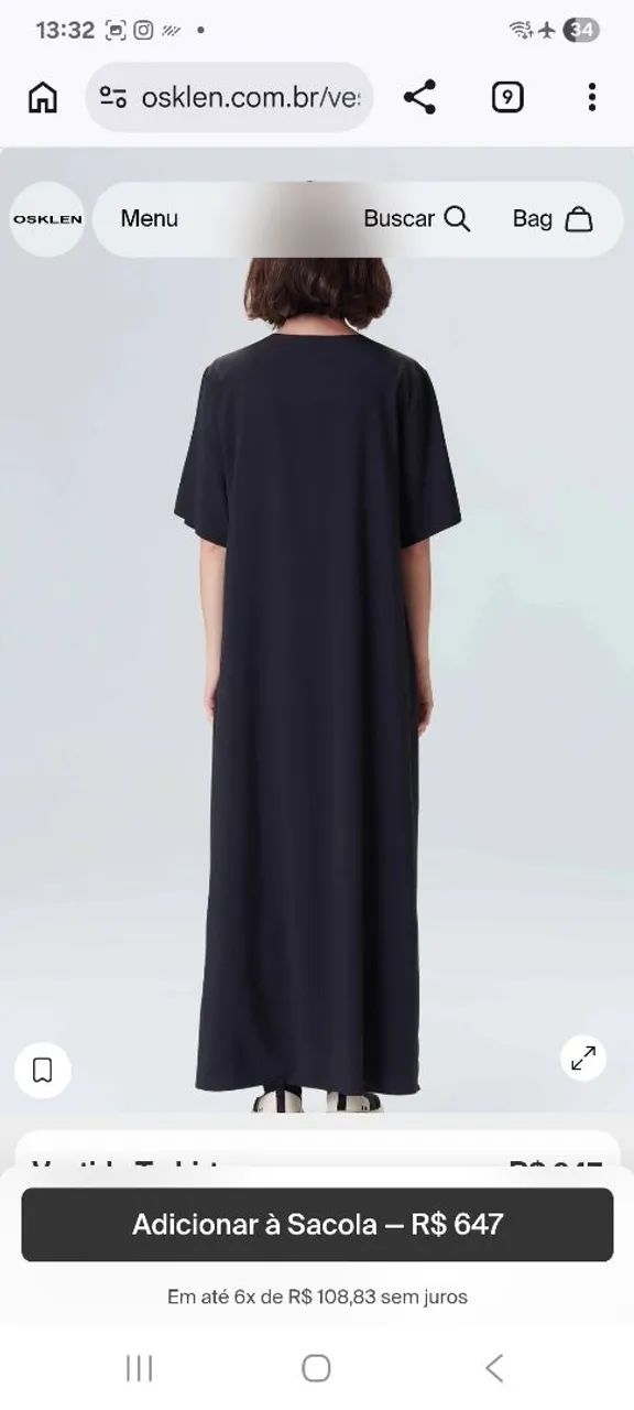 Vestido t-shirt sem uso osklen,  p - Foto 2