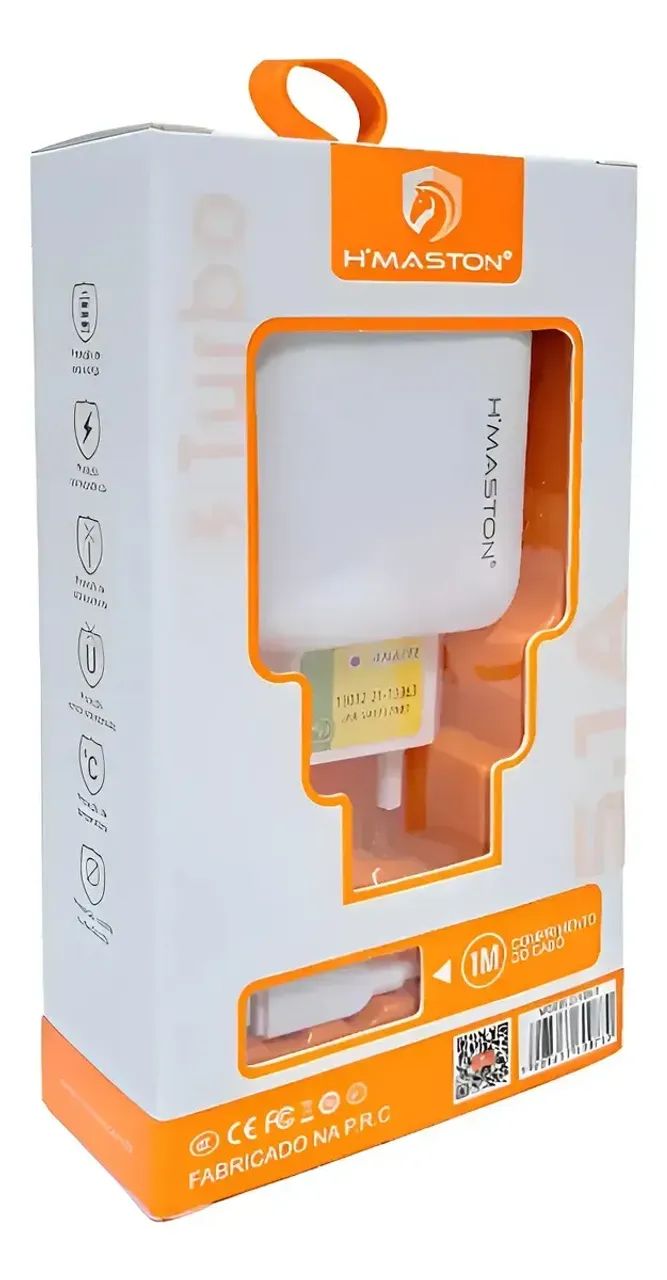  Carregador Hmaston Y24-1 Turbo 5.1a Com Cabo V8 (micro Usb) 