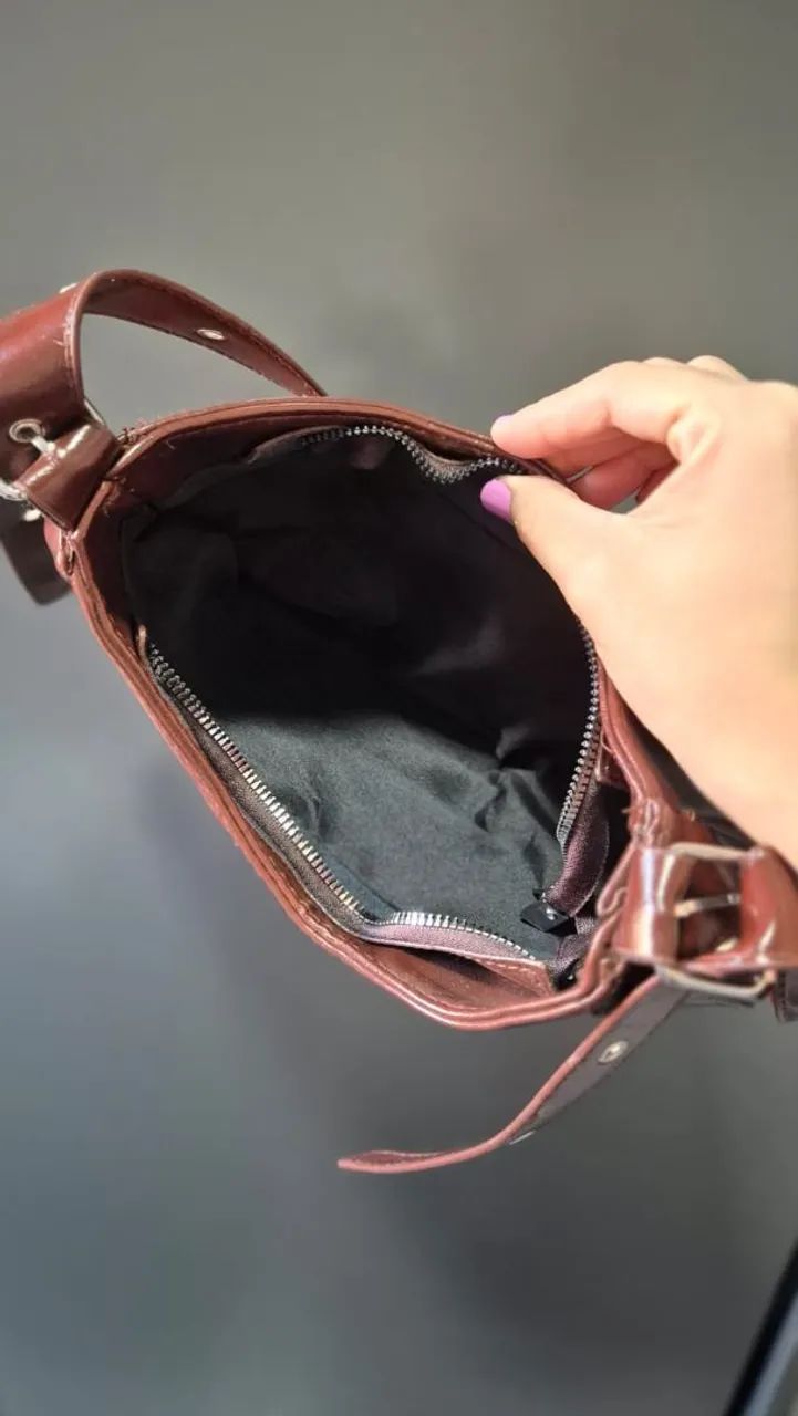 Bolsa couro fake marrom - Foto 3