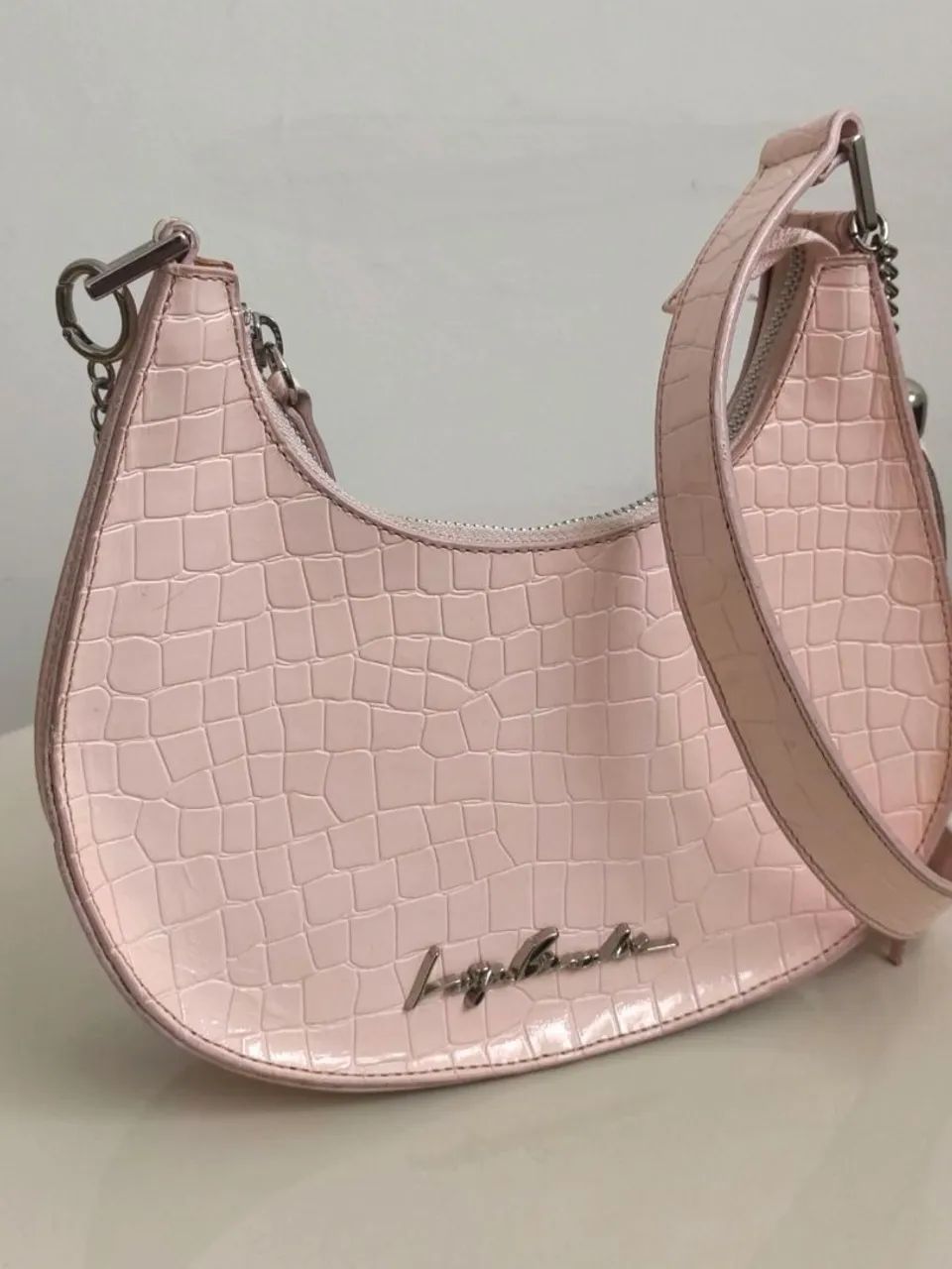 Bolsa Luiza Barcelos Meia Lua Croco 
