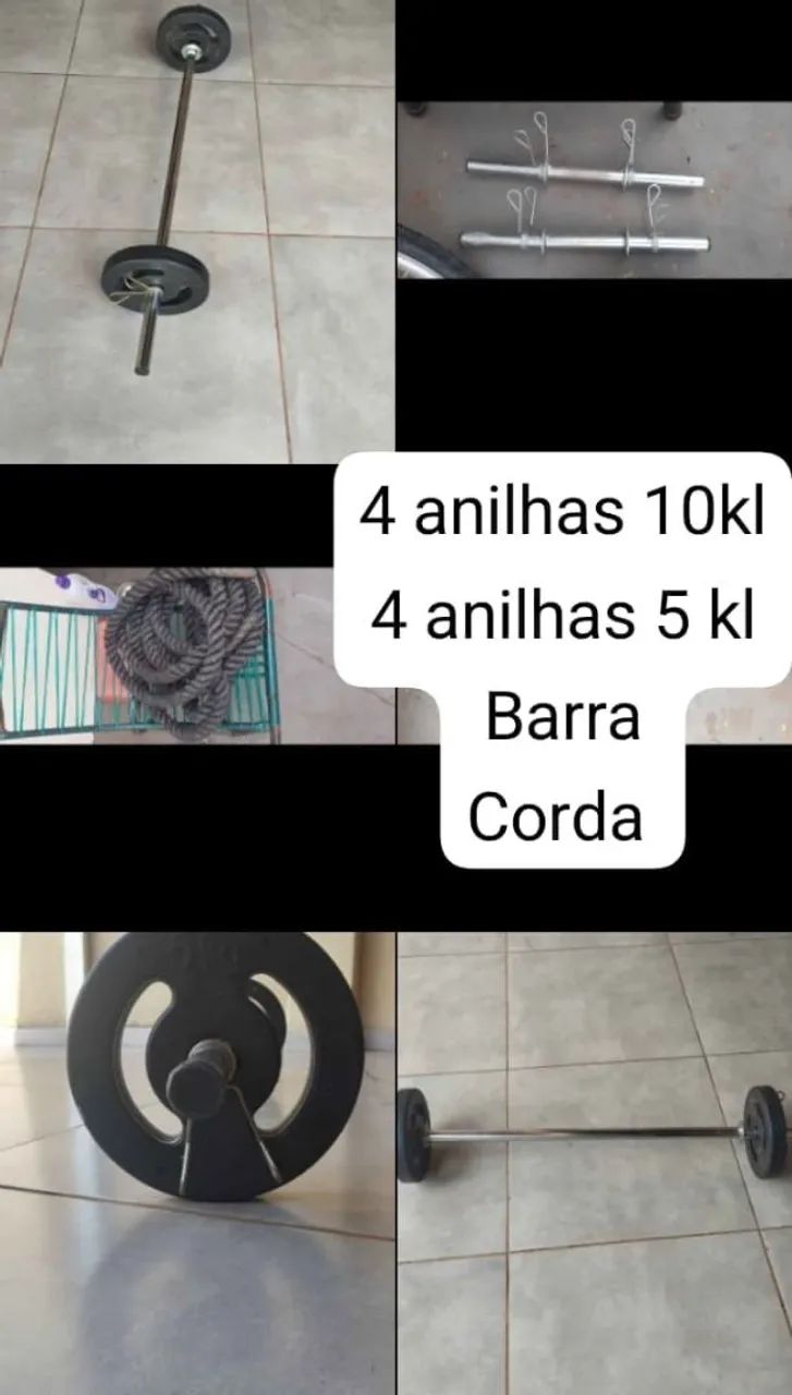 Anilha barra e corda para treino - Foto 5