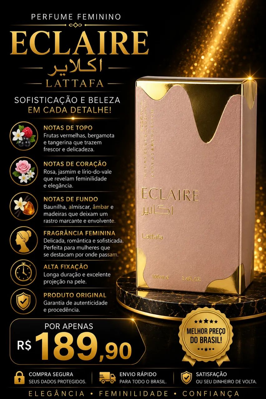 Perfume Lattafa Eclaire 100ml , feminino , Original 